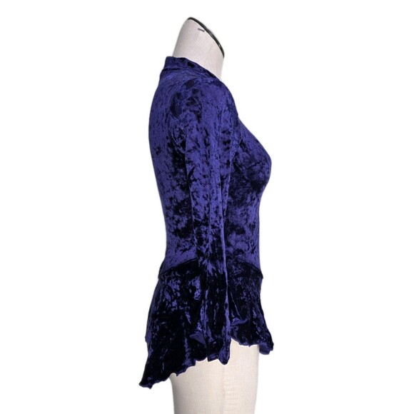 Gilda Marx XS Crushed Velvet High Neck Keyhole LS Skirt Leotard Dress Purple Y/J - Picture 5 of 16